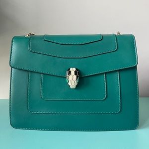 Serpenti Forever Bvlgari Bag in Green Calf Leather